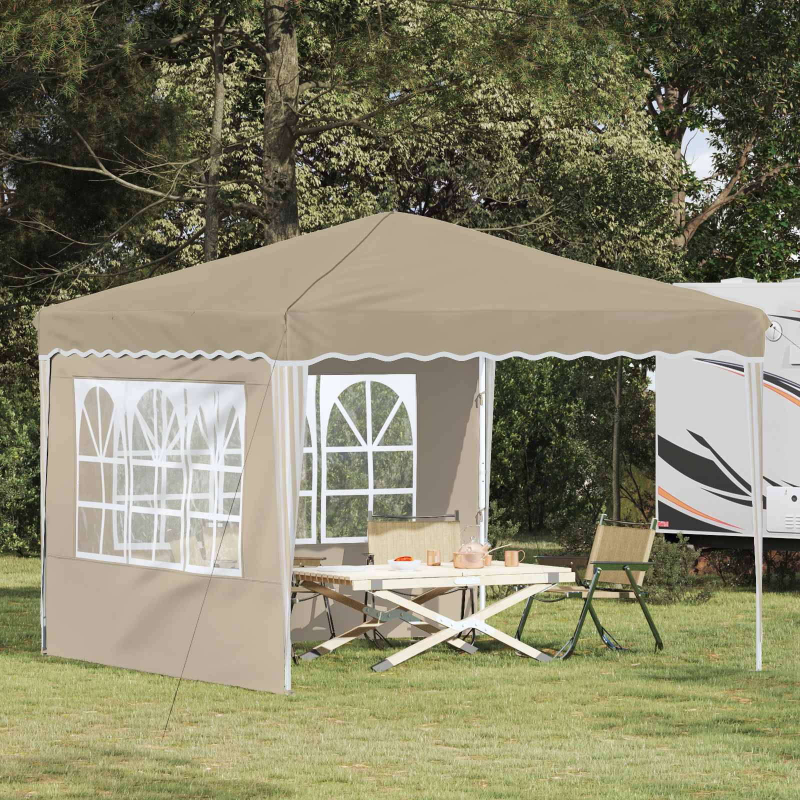 ComfortXL - Tente de réception pliante tissu Oxford extérieur réglable 2 parois 288x288 crème - ComfortXL Outdoor Living - Image 1