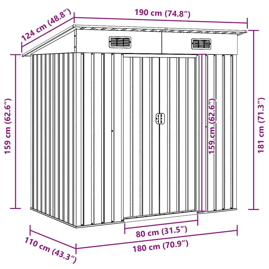Vidaxl - Abri de jardin Anthracite Acier 1.5m² vidaXL 47026 - Image 3