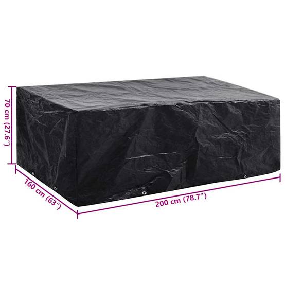 Housse de Protection Jardin Polyéthylène pour Table Bancs ou Mobilier Rotin Noir 200x160x70 cm – ComfortXL Outdoor Living - Image 6