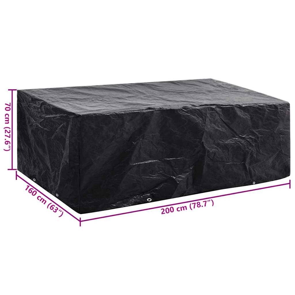 Housse de Protection Jardin Polyéthylène pour Table Bancs ou Mobilier Rotin Noir 200x160x70 cm – ComfortXL Outdoor Living - Image 6