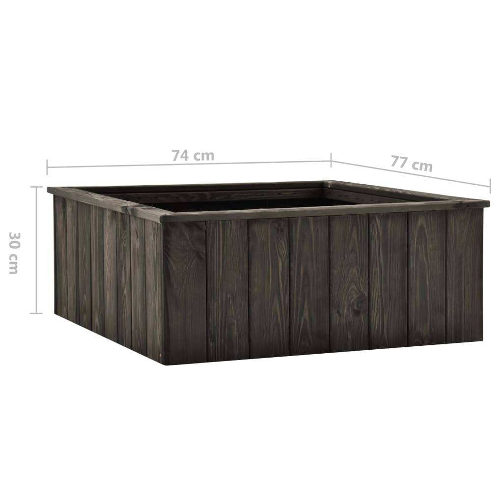 Jardinière lit surélevé plantes fleurs jardin 74 x 77 x 30 cm bois de pin massif gris foncé - Image 5