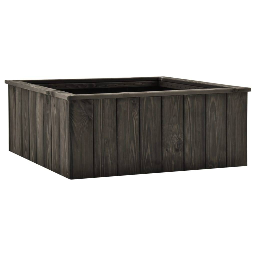 Jardinière lit surélevé plantes fleurs jardin 74 x 77 x 30 cm bois de pin massif gris foncé - Image 1