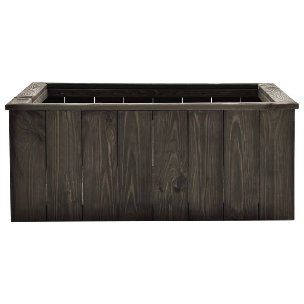 Jardinière lit surélevé plantes fleurs jardin 74 x 77 x 30 cm bois de pin massif gris foncé - Image 2