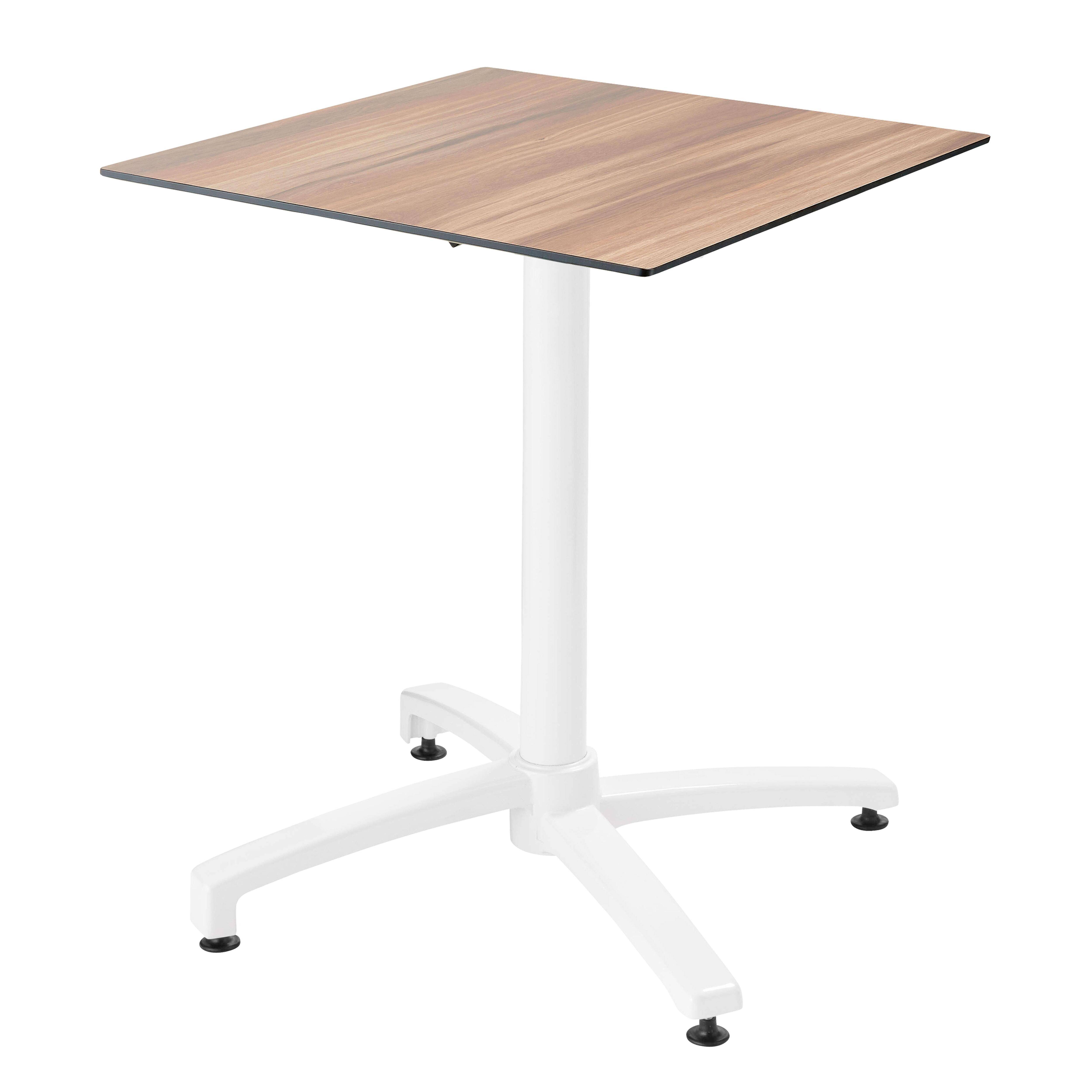 Oviala - Ensemble table 60 cm chêne foncé et 4 chaises en métal gris - Oviala - Image 2