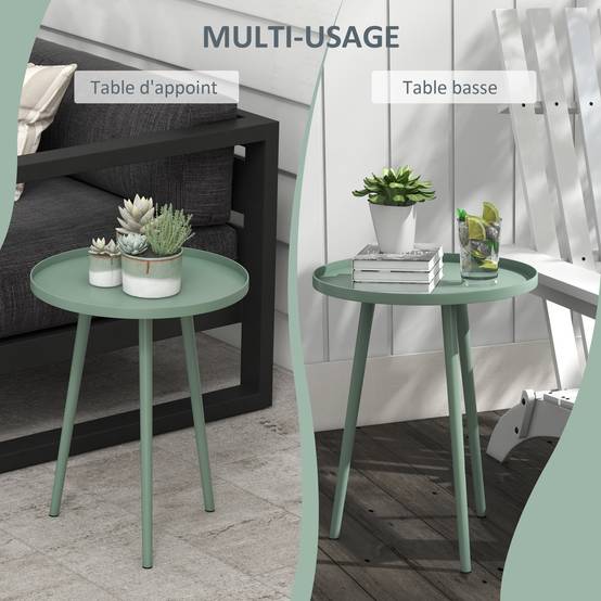 Table basse de jardin acier vert 40 x 40 x 50 cm - PANGIVO - Image 7