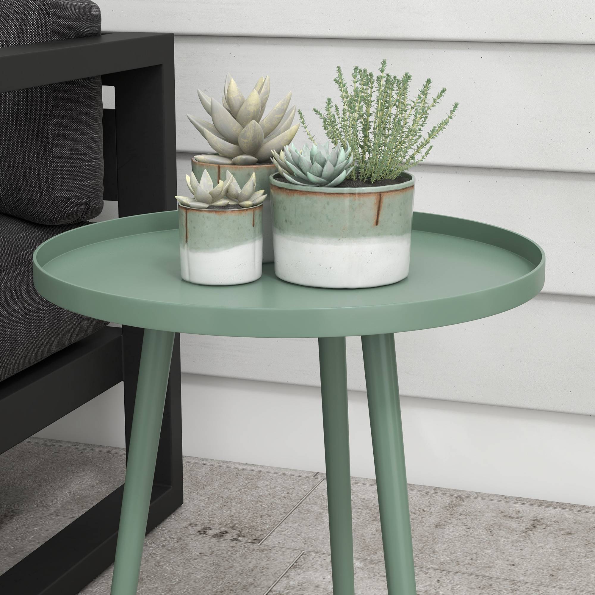 Table basse de jardin acier vert 40 x 40 x 50 cm - PANGIVO - Image 9