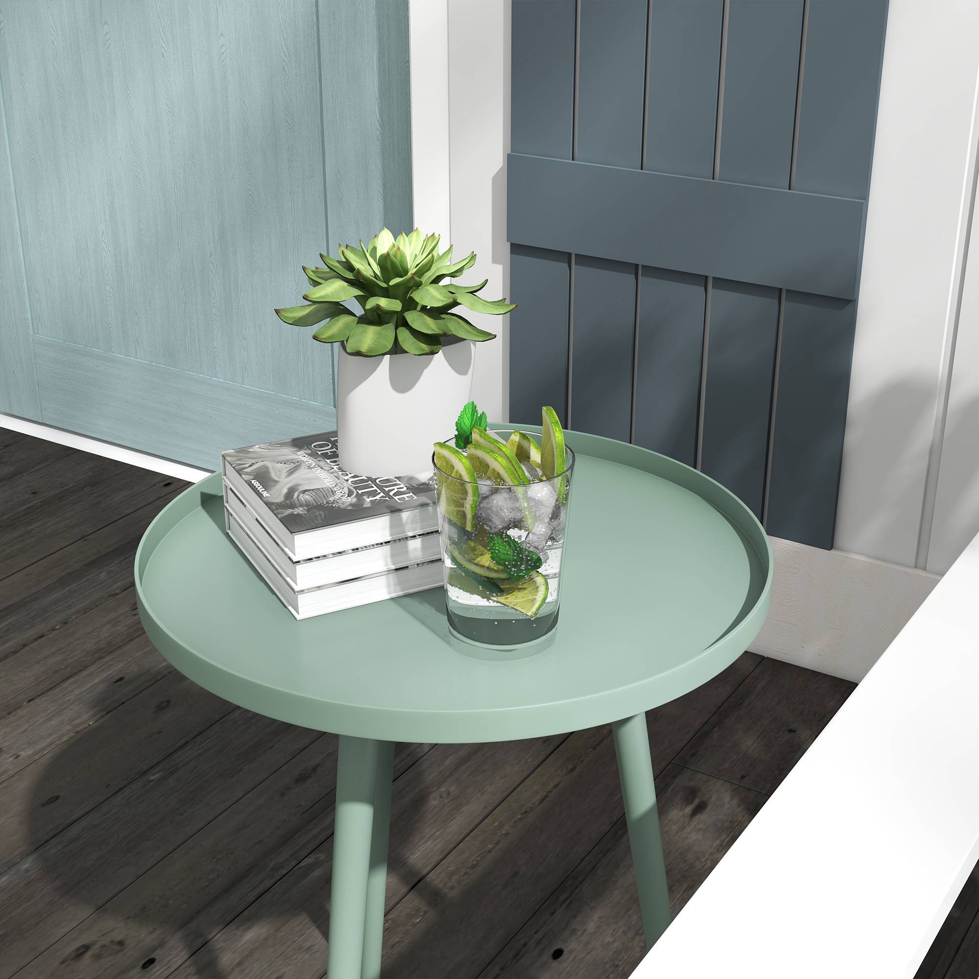 Table basse de jardin acier vert 40 x 40 x 50 cm - PANGIVO - Image 10