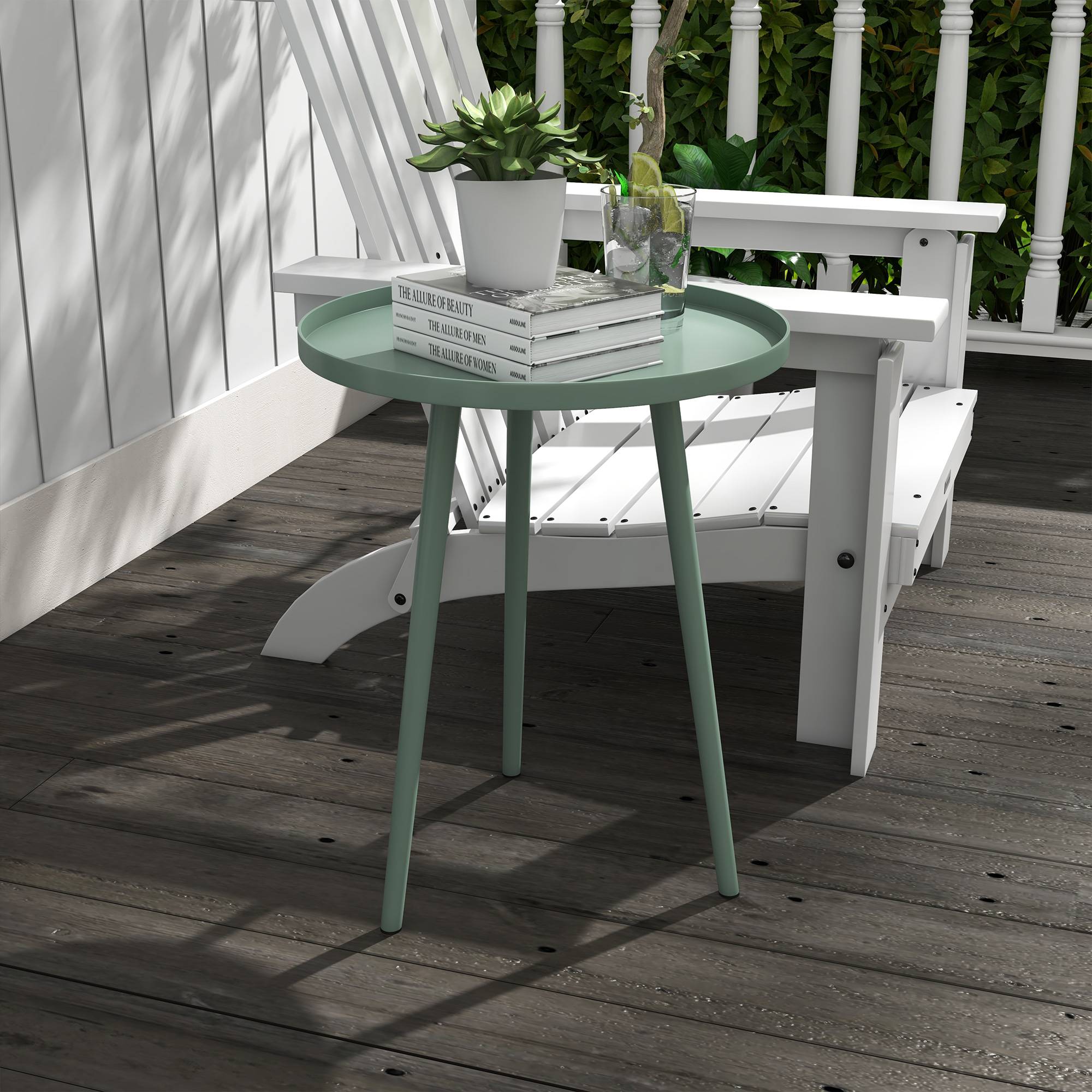 Table basse de jardin acier vert 40 x 40 x 50 cm - PANGIVO - Image 4