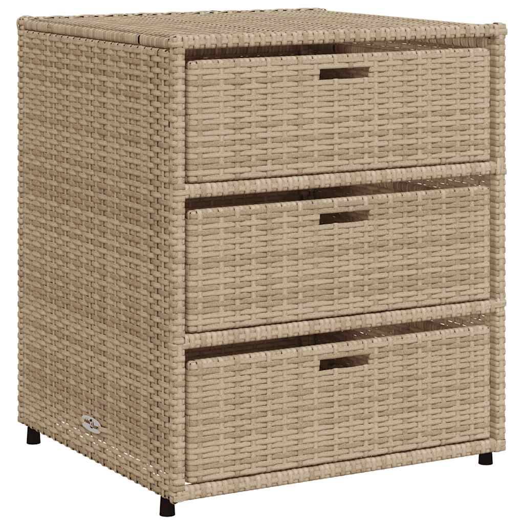 Commode d'Extérieur Basse Résine Tressée 3 Tiroirs pour Jardin Beige 55x59x69 cm – ComfortXL Outdoor Living - Image 2