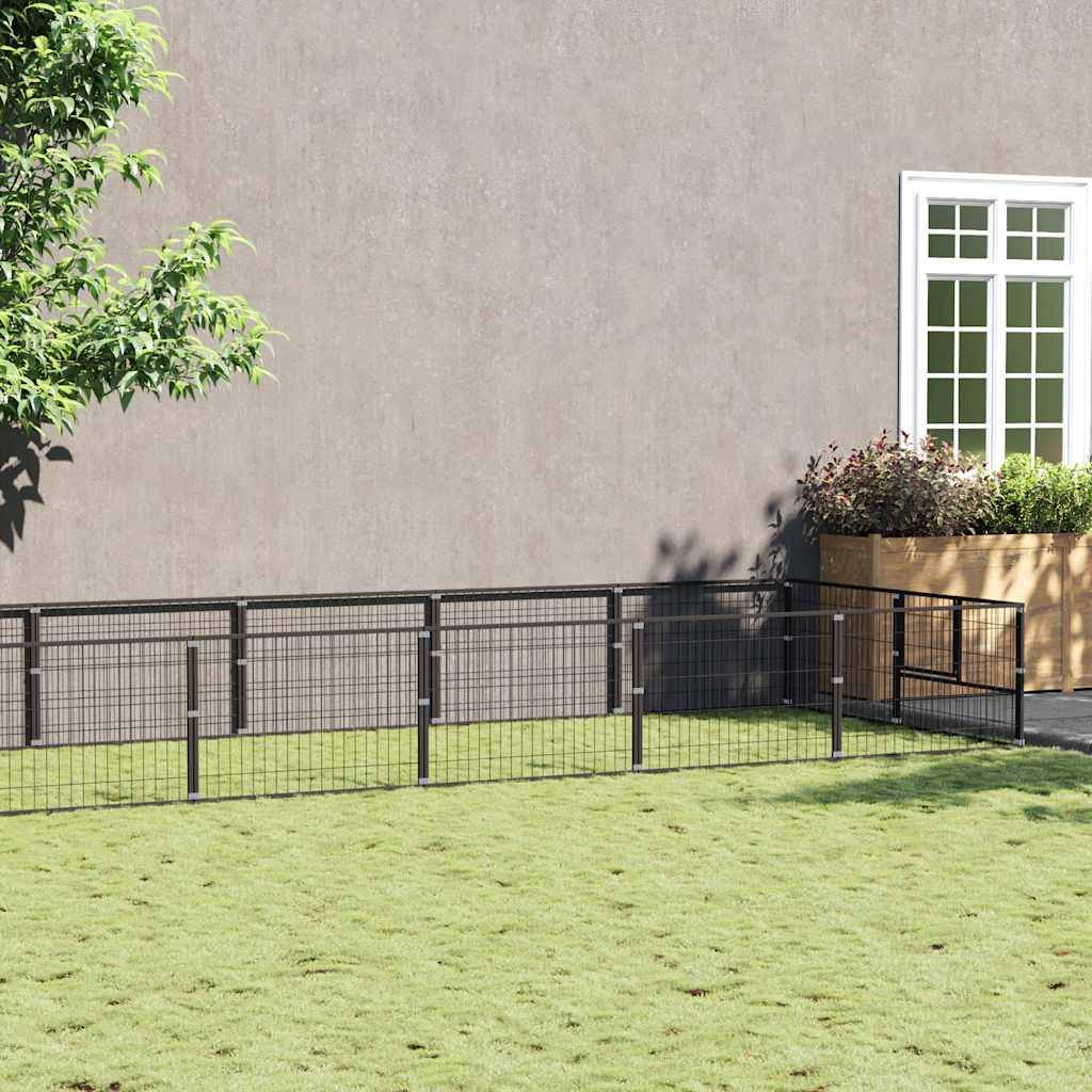 Vidaxl - Chenil Noir 16 m² Acier vidaXL 3082115 - Image 1