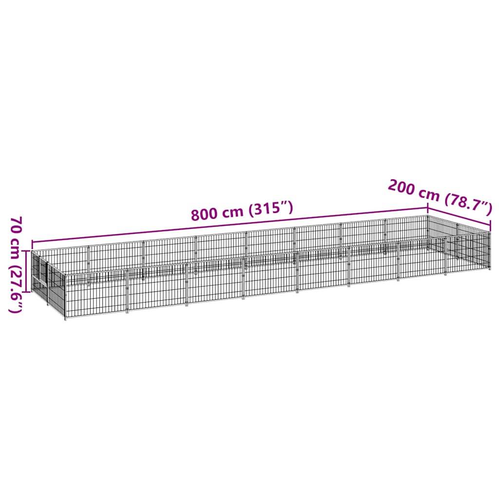 Vidaxl - Chenil Noir 16 m² Acier vidaXL 3082115 - Image 3