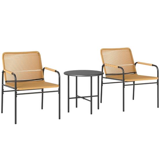 Salon de Jardin Bistro Résine Acier Jaune 2 Places Table Ronde Balcon - ComfortXL Outdoor Living - Image 1