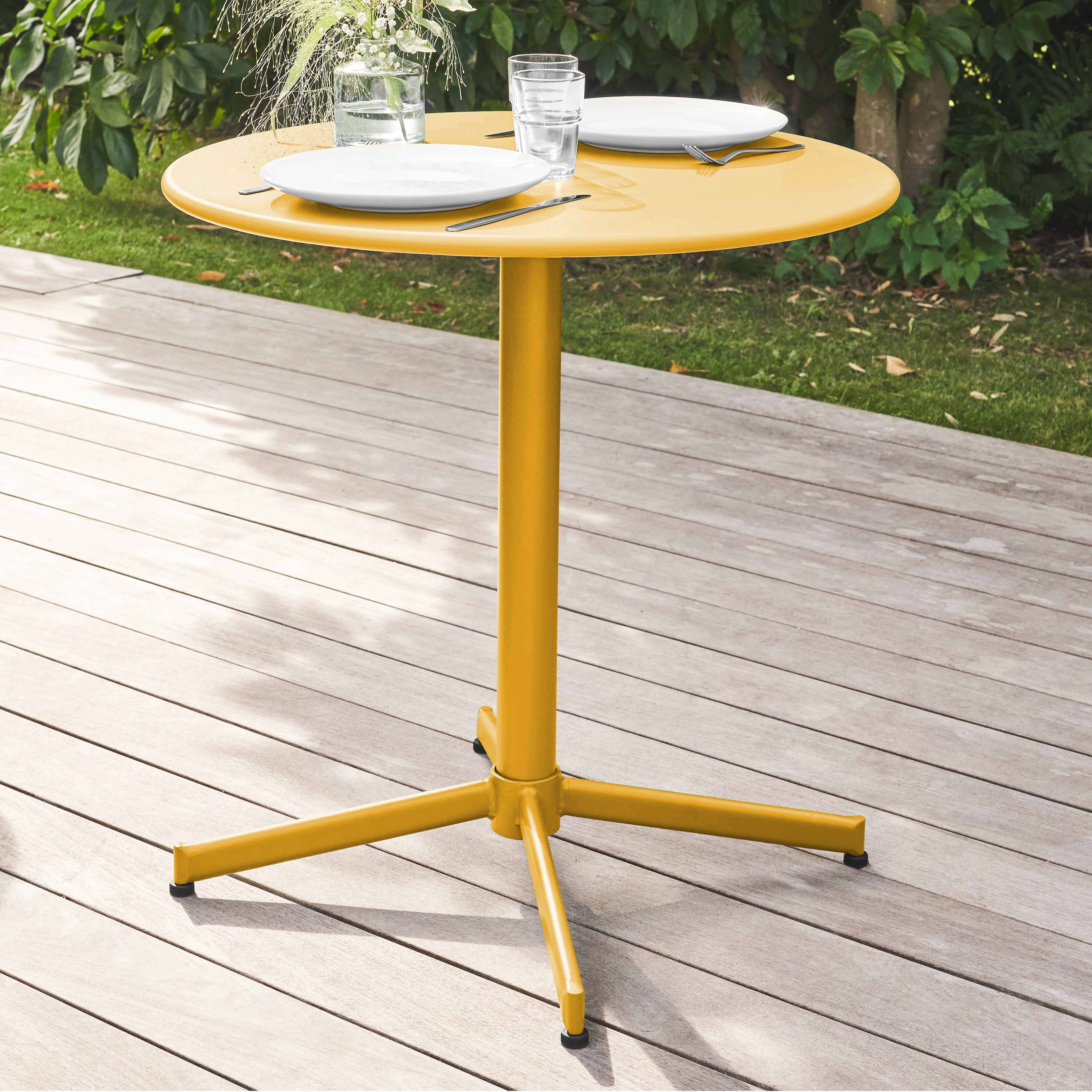 Oviala - Ensemble table de jardin et 4 fauteuils métal jaune Palavas - Oviala - Image 4
