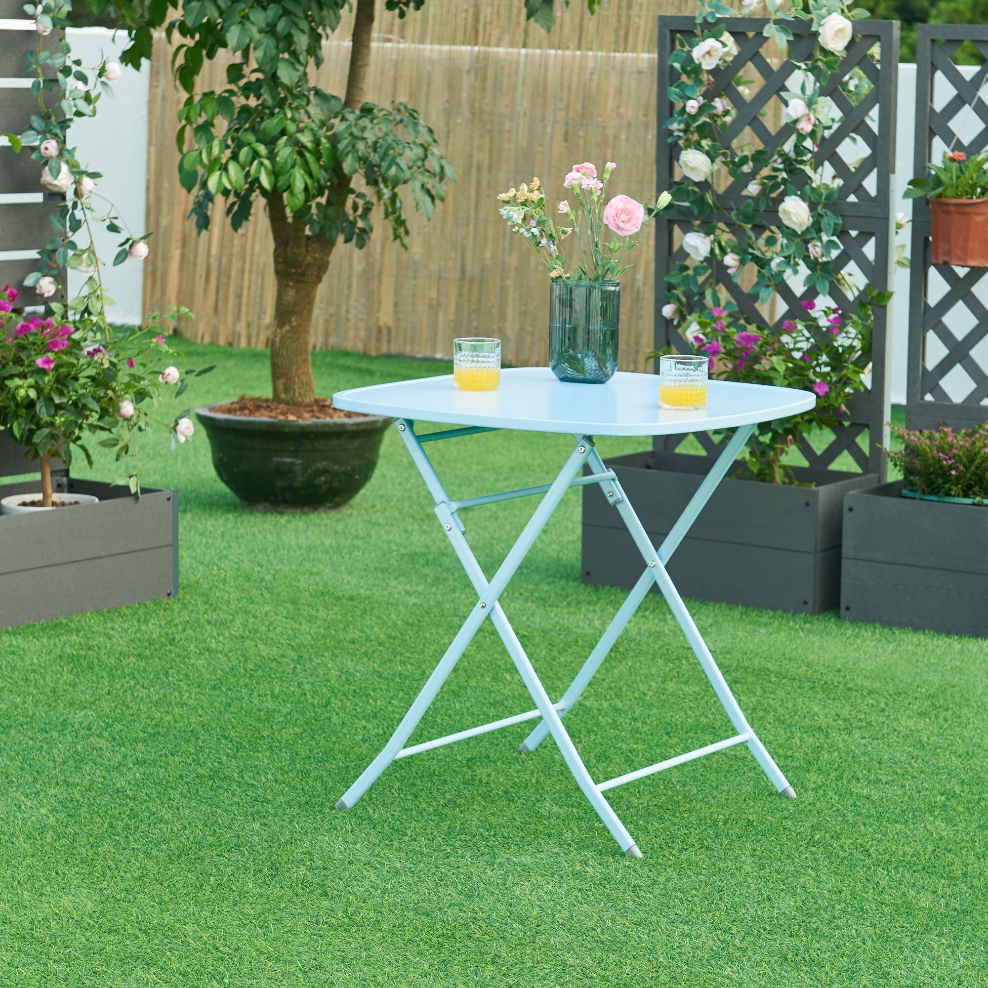 Table de jardin pliante Sande 71 x 70 x 70 cm bleu ciel [en.casa] - Image 3
