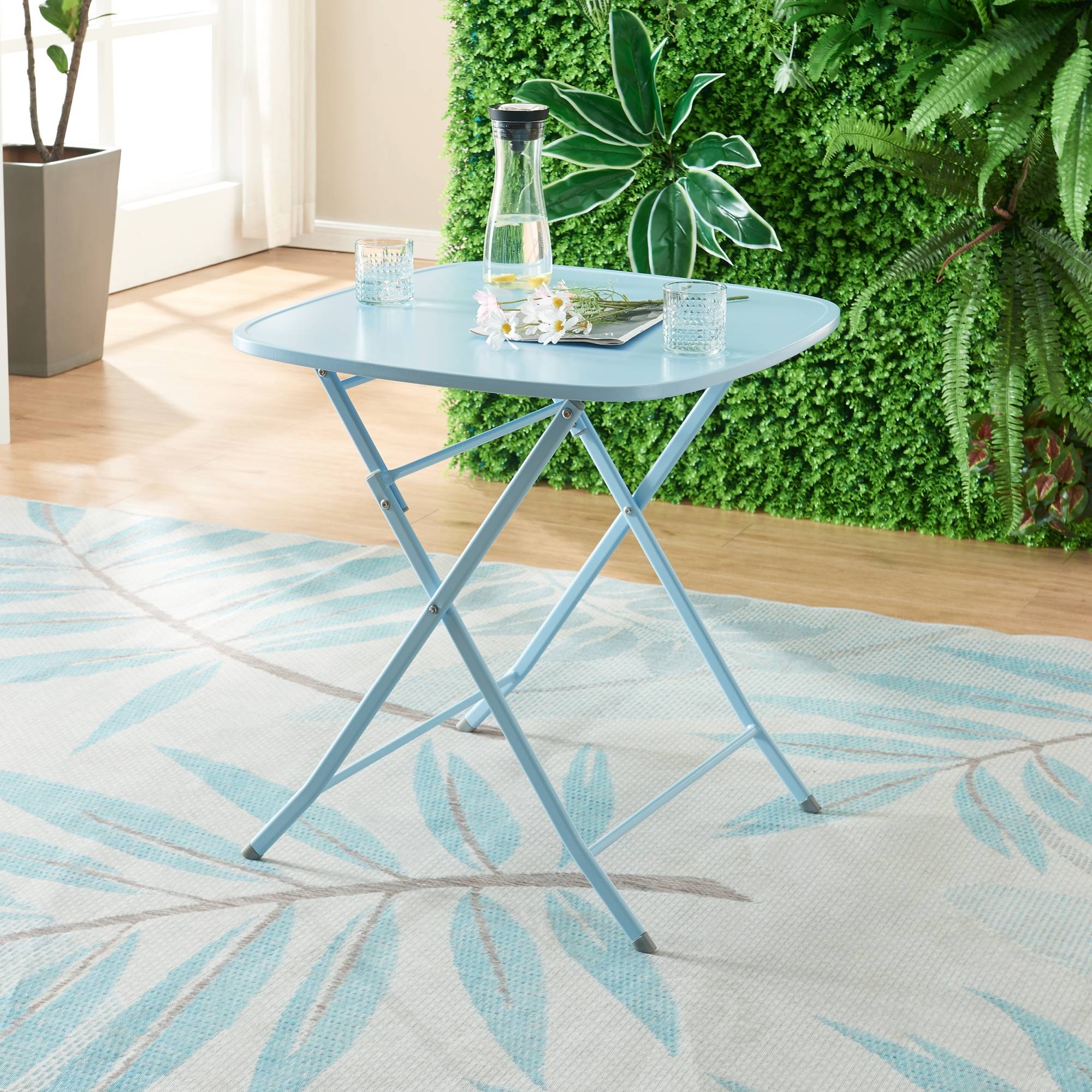 Table de jardin pliante Sande 71 x 70 x 70 cm bleu ciel [en.casa] - Image 9