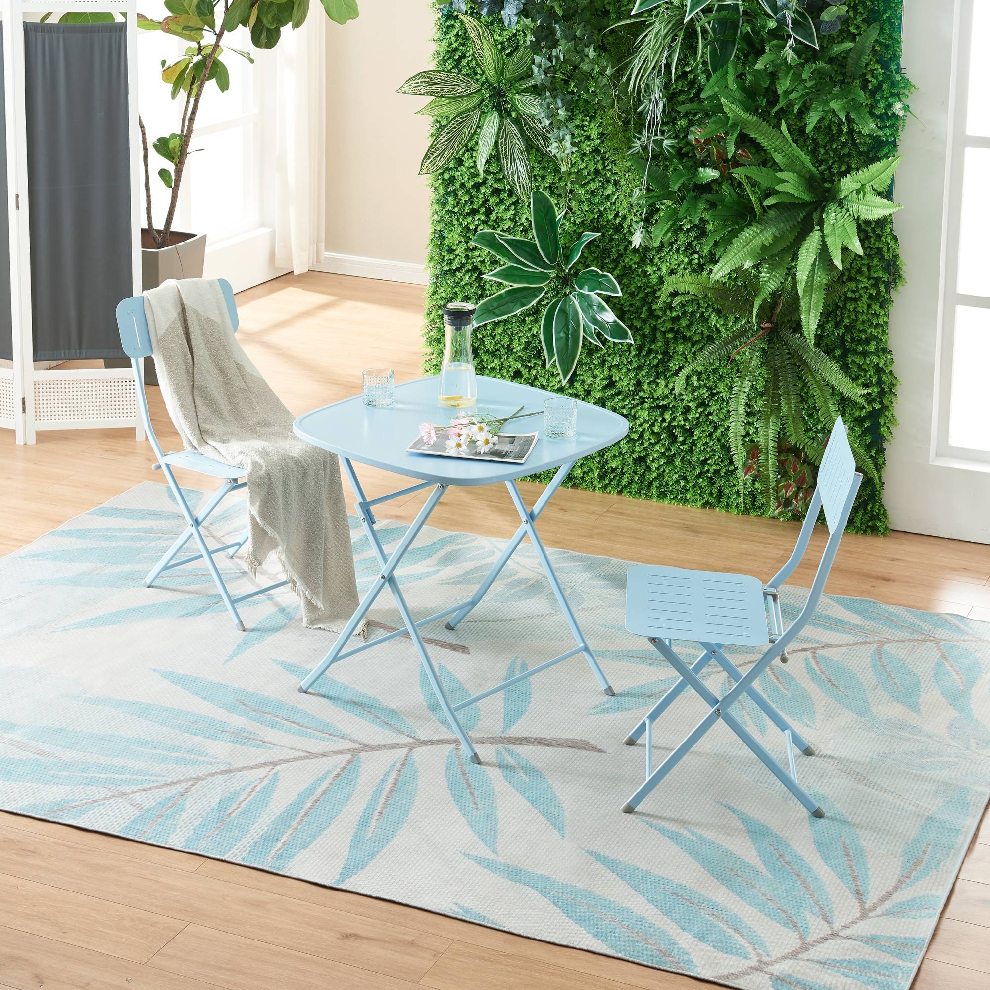 Table de jardin pliante Sande 71 x 70 x 70 cm bleu ciel [en.casa] - Image 10