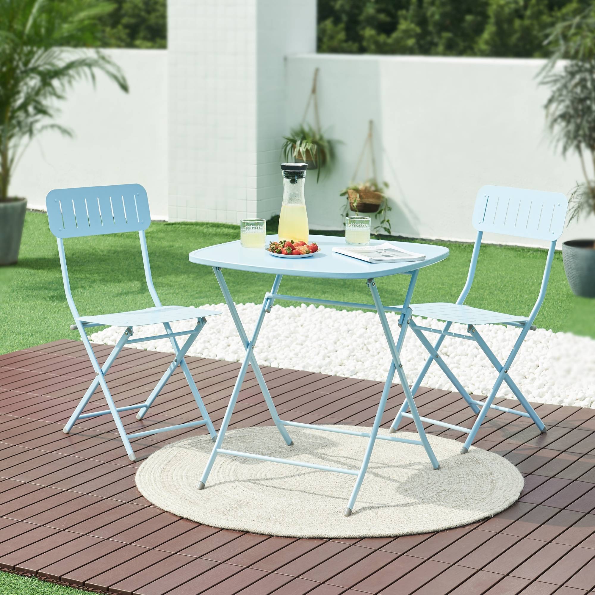 Table de jardin pliante Sande 71 x 70 x 70 cm bleu ciel [en.casa] - Image 8
