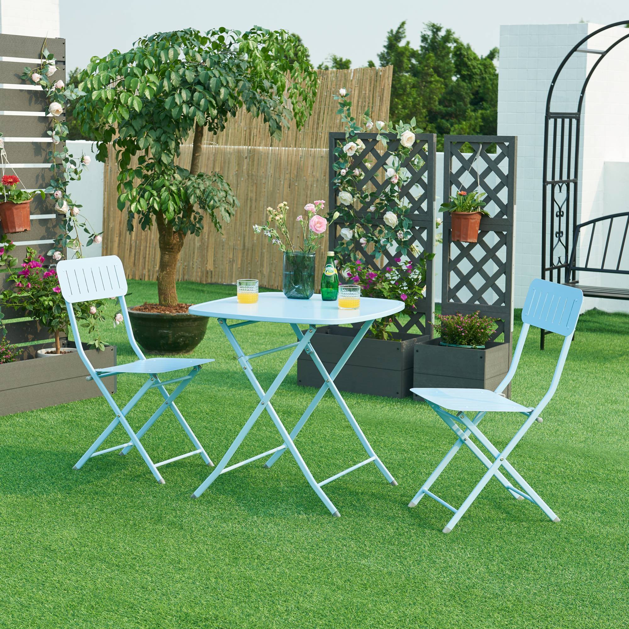 Table de jardin pliante Sande 71 x 70 x 70 cm bleu ciel [en.casa] - Image 2