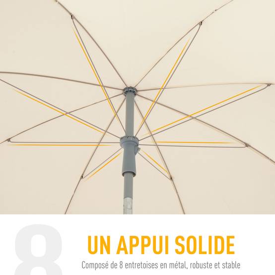 Parasol inclinable parasol de plage octogonal de jardin Ø 2 m métal polyester sac de transport inclus crème - Image 7