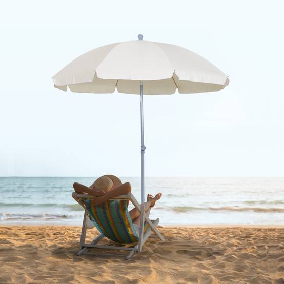 Parasol inclinable parasol de plage octogonal de jardin Ø 2 m métal polyester sac de transport inclus crème - Image 4