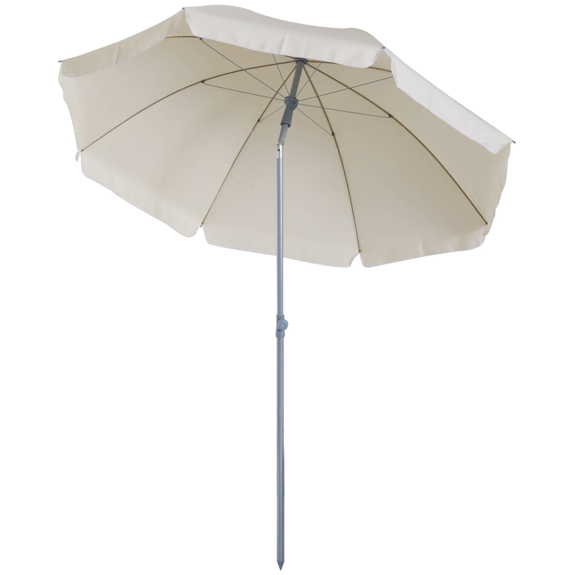 Parasol inclinable parasol de plage octogonal de jardin Ø 2 m métal polyester sac de transport inclus crème - Image 2