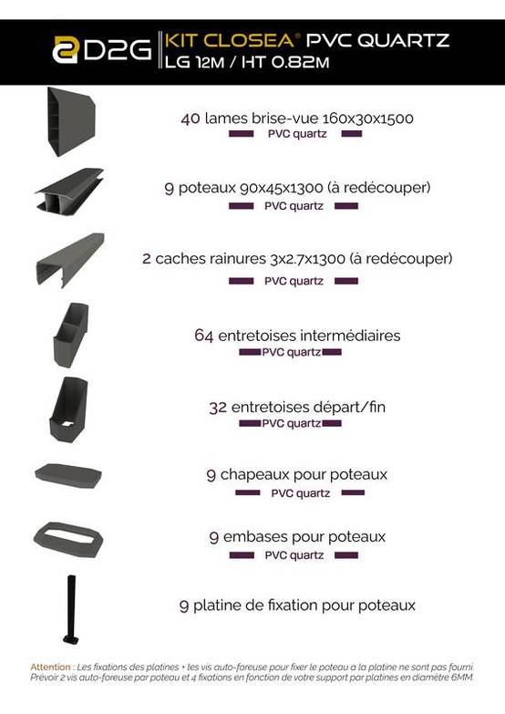Closea - Kit cloture - Lame 16cm - PVC Quartz - LG: 12m x H: 0m82 Closea - Image 4