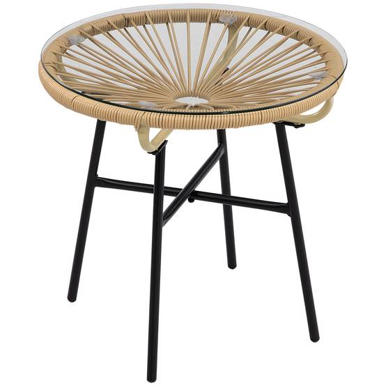 Table d'appoint extérieure résine tressée beige 50 x 50 x 50 cm - PANGIVO - Image 1