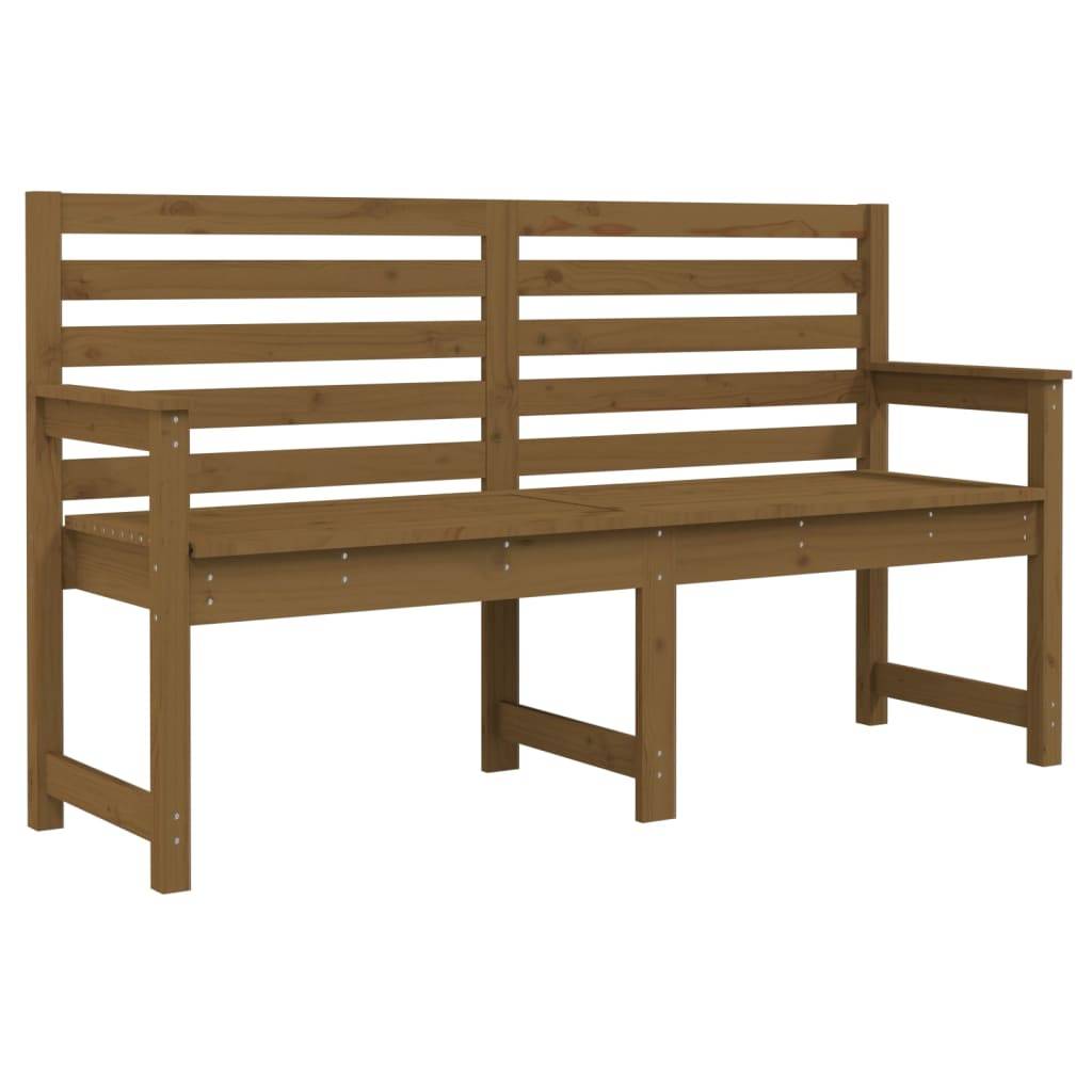 Helloshop26 - Banc de jardin meuble de patio d'extérieur terrasse 159,5 x 48 x 91,5 cm bois de pin massif marron miel - Image 1