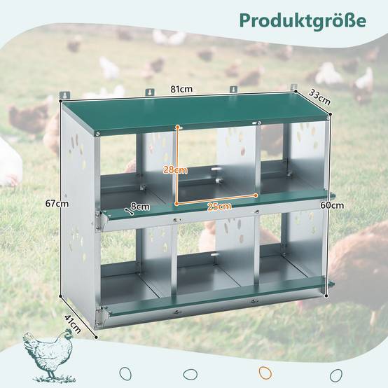 ComfortXL - Pondoir poule 6 compartiments acier pour poulailler ramassage facile 81x41x67cm vert - ComfortXL Outdoor Living - Image 2