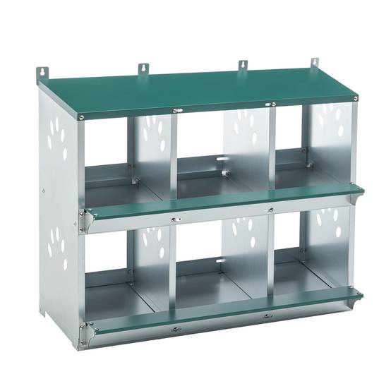 ComfortXL - Pondoir poule 6 compartiments acier pour poulailler ramassage facile 81x41x67cm vert - ComfortXL Outdoor Living - Image 6