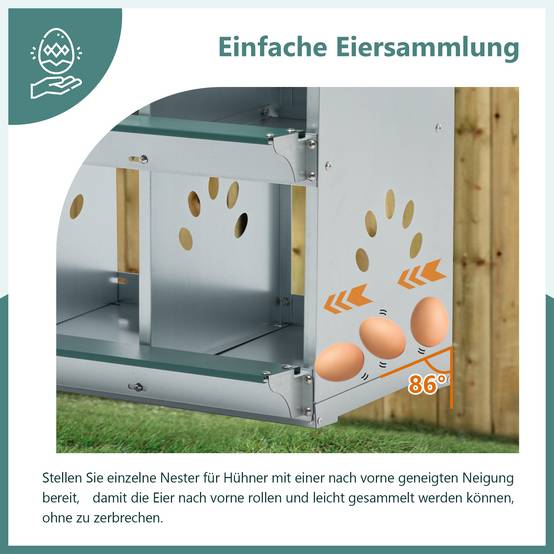 ComfortXL - Pondoir poule 6 compartiments acier pour poulailler ramassage facile 81x41x67cm vert - ComfortXL Outdoor Living - Image 4