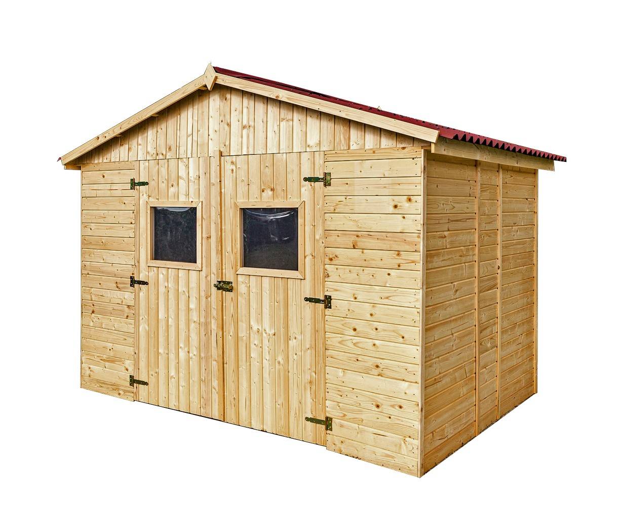 Habrita - Abri Panneau bois massif sans plancher / 16 mm / surface extérieure : 6,60 m2 / toiture plaques ondulées plus grande longévité - Image 1