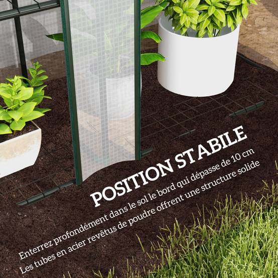 Serre de jardin avec étagères à 3 niveaux serre de balcon 3 portes enroulables zippées 215 x 46 x 151 cm blanc - Image 9