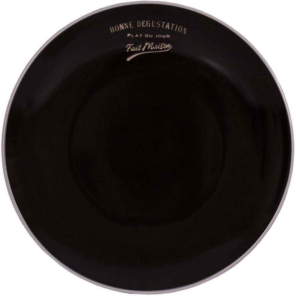 Antic Line Creations - Assiettes en grès noir Bonne dégustation (Lot de 6) Assiettes plates - 27 cm - Image 2