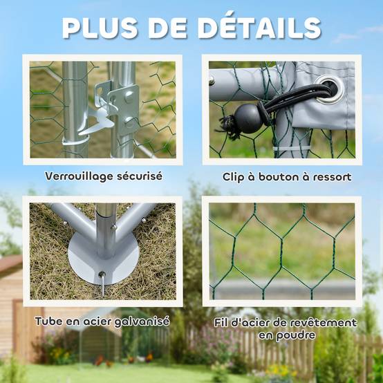 Poulailler, grand poulailler en métal avec couverture imperméable et anti-UV, cage pour 10-15 poules, 3 x 3,4 x 1,9m - Image 8