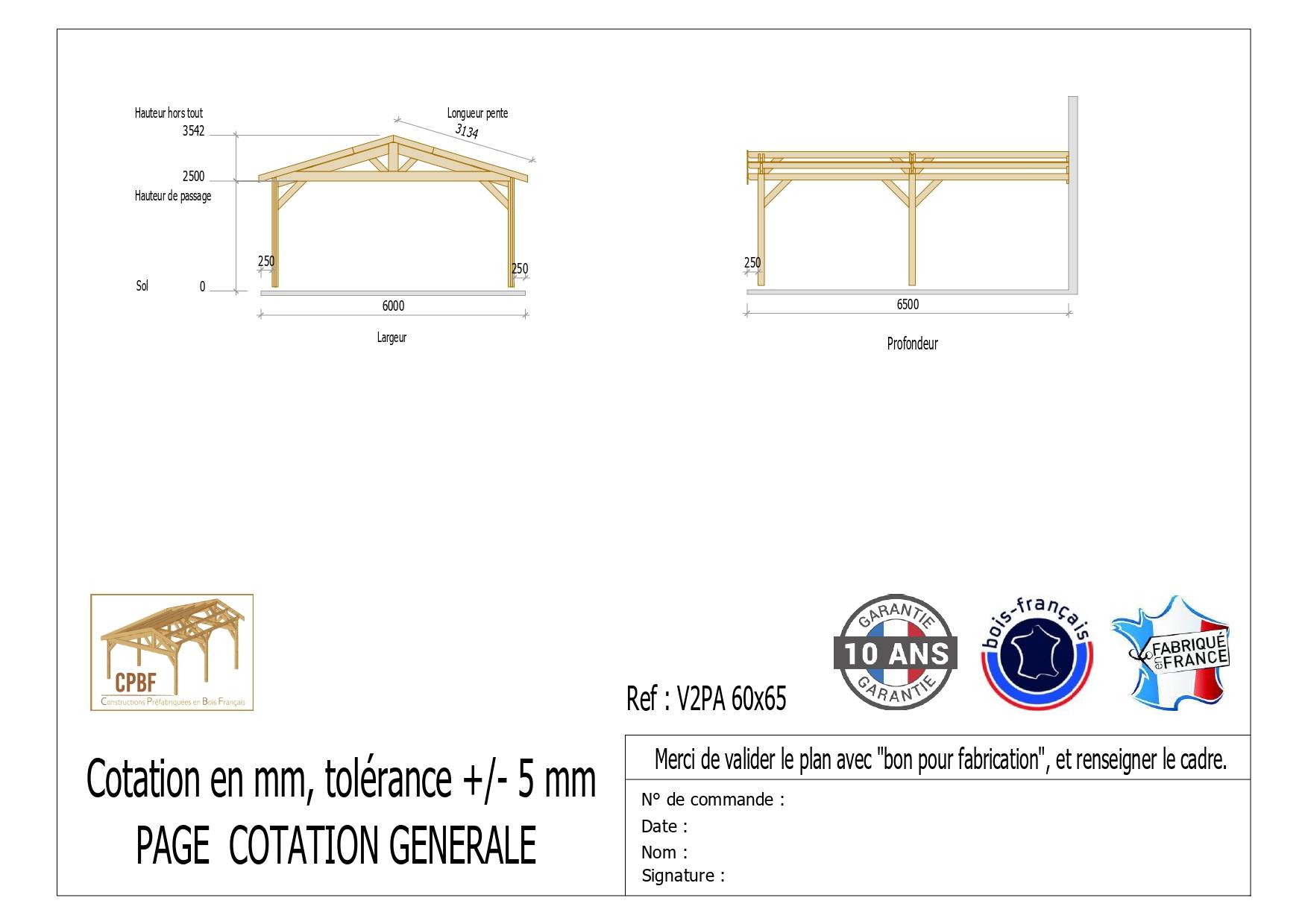 Cpbf Charpentes - Carport Bois Douglas Français 39 m² – 2 pentes adossé – 4 poteaux – Abri voiture extérieur – Garantie 10 ans - Image 3