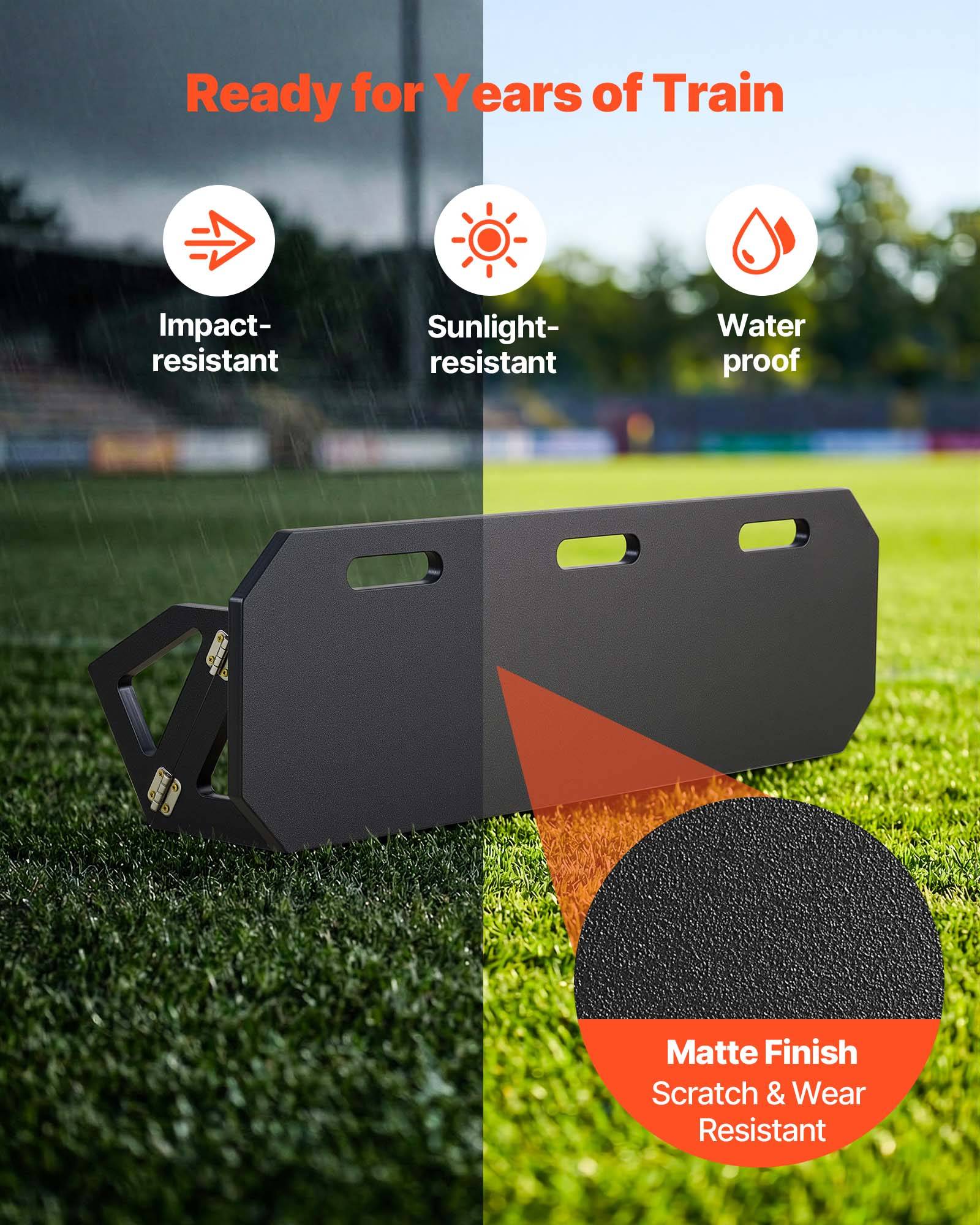 Vevor - VEVOR Planche de rebond football 100x30 cm, 3 angles réglables, PEHD pliable, sac de sable et piquets inclus. - Image 7