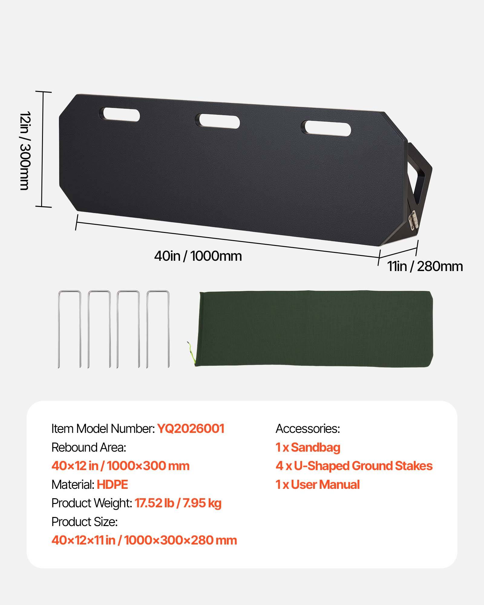 Vevor - VEVOR Planche de rebond football 100x30 cm, 3 angles réglables, PEHD pliable, sac de sable et piquets inclus. - Image 6