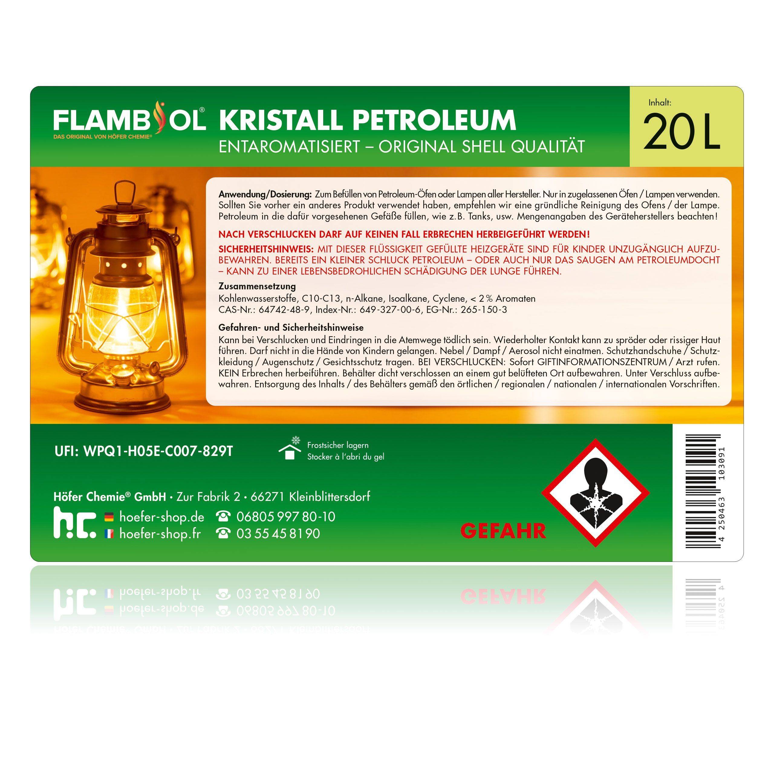 Pétrole de chauffage FLAMBIOL® en bidon de 20 L x 2 - Image 2