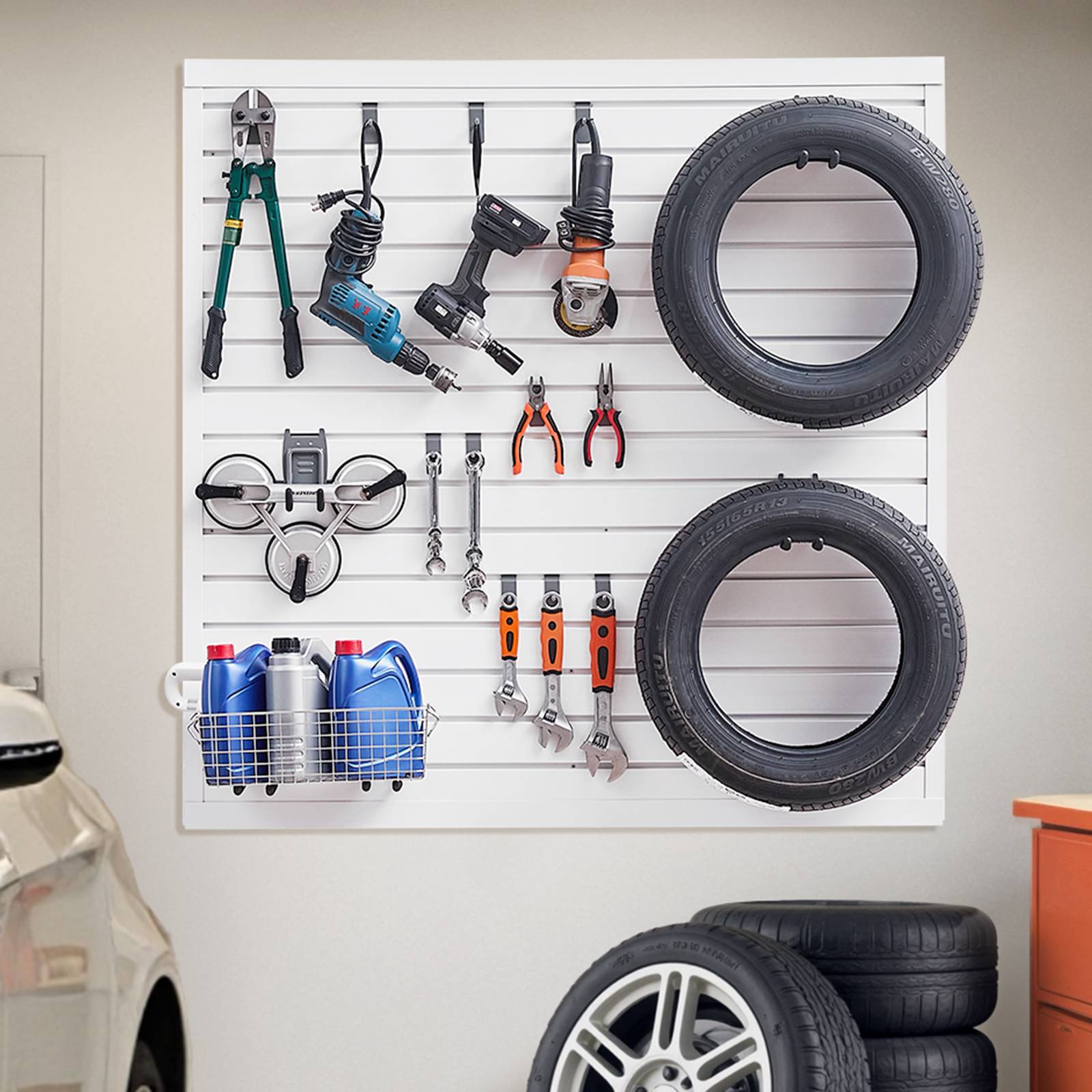 VEVOR Panneau mural garage 1230x1235 mm, PVC, blanc modulaire. - Image 8
