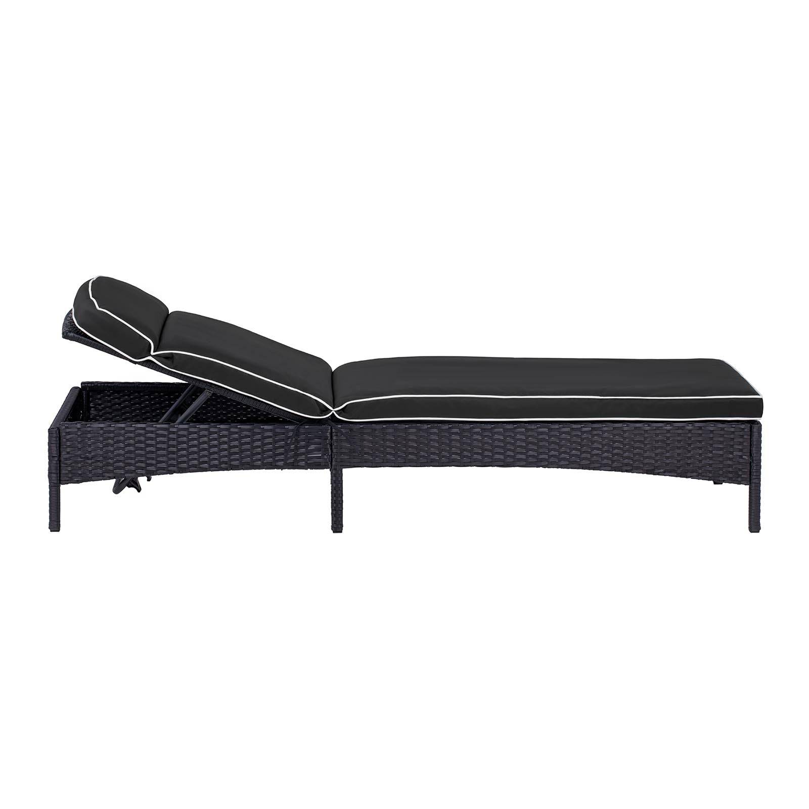 Helloshop26 - Bain de soleil en rotin 193 x 60 x 90 jardin dossier réglable noir - Image 3