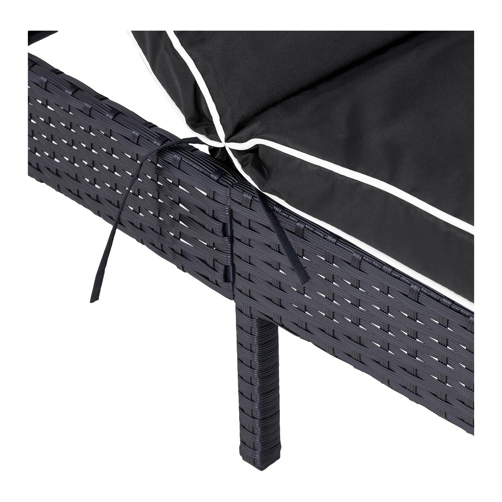 Helloshop26 - Bain de soleil en rotin 193 x 60 x 90 jardin dossier réglable noir - Image 4