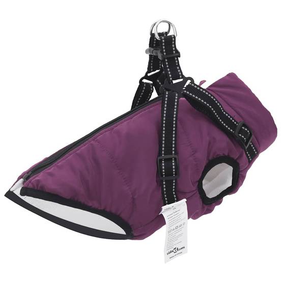 Manteau Chien Hiver Imperméable avec Harnais intégré Polaire Violet L24 – ComfortXL Pet Living - Image 1