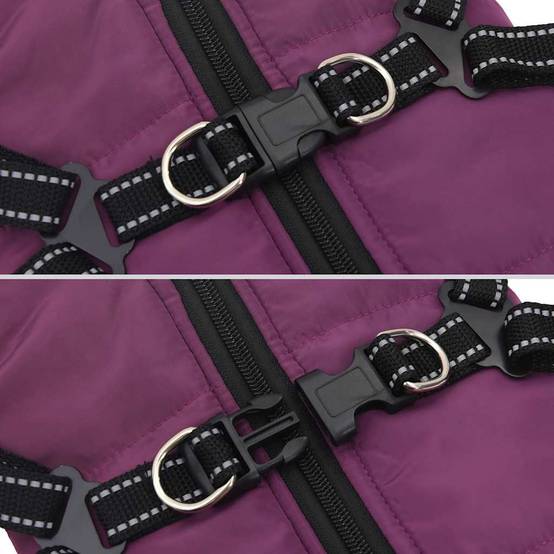 Manteau Chien Hiver Imperméable avec Harnais intégré Polaire Violet L24 – ComfortXL Pet Living - Image 5