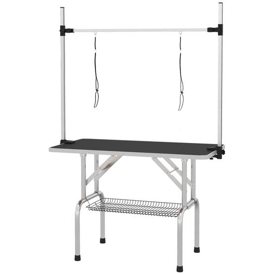 Table Toilettage Chien Pliable Réglable Surface Antidérapante Panier 107x60cm Noir - ComfortXL Pet Living - Image 2