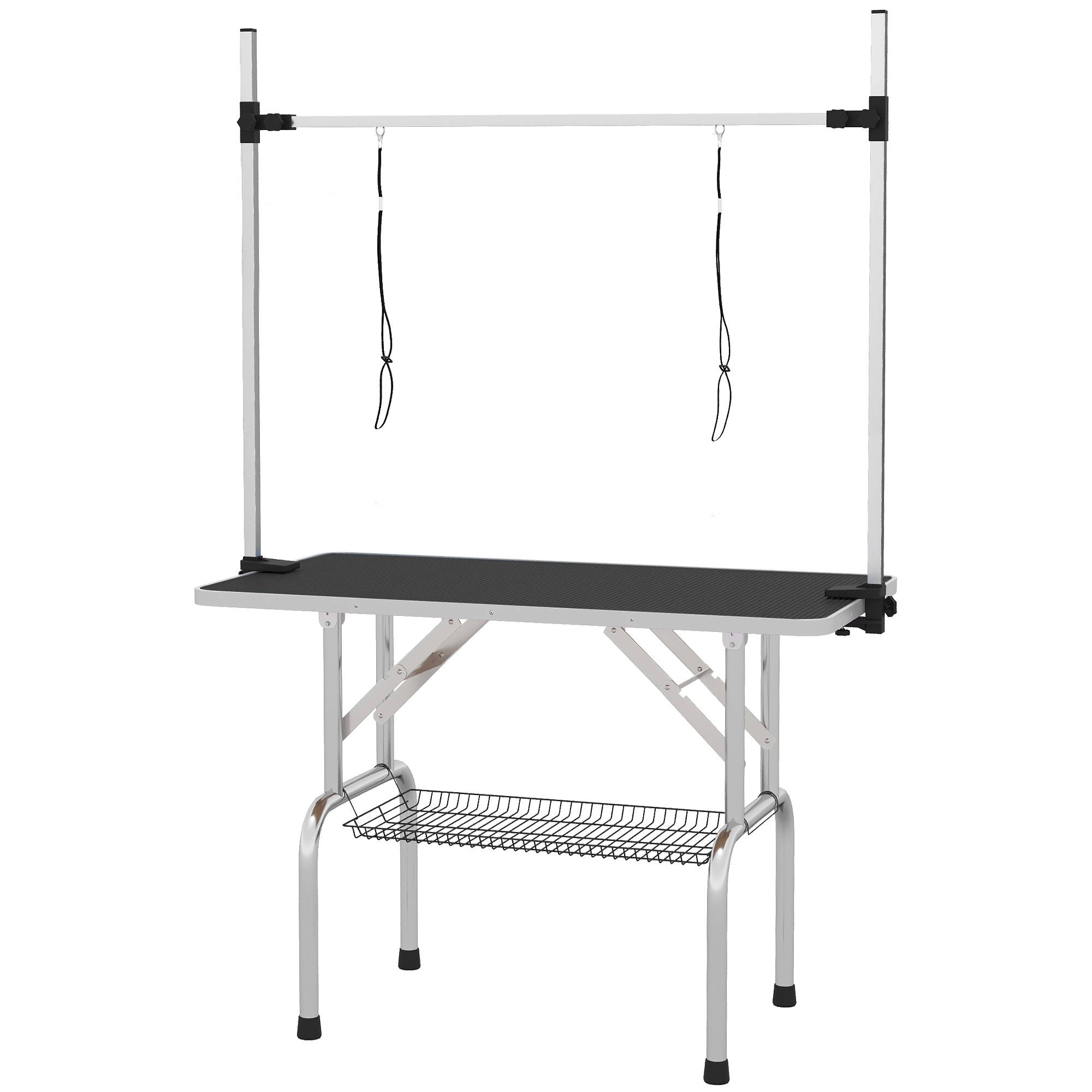 Table Toilettage Chien Pliable Réglable Surface Antidérapante Panier 107x60cm Noir - ComfortXL Pet Living - Image 2