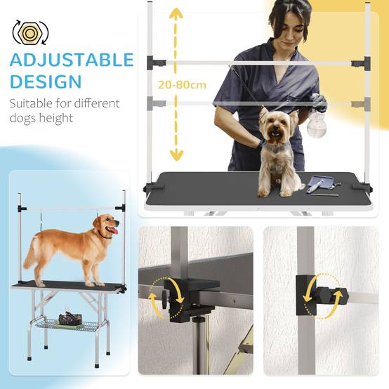 Table Toilettage Chien Pliable Réglable Surface Antidérapante Panier 107x60cm Noir - ComfortXL Pet Living - Image 4