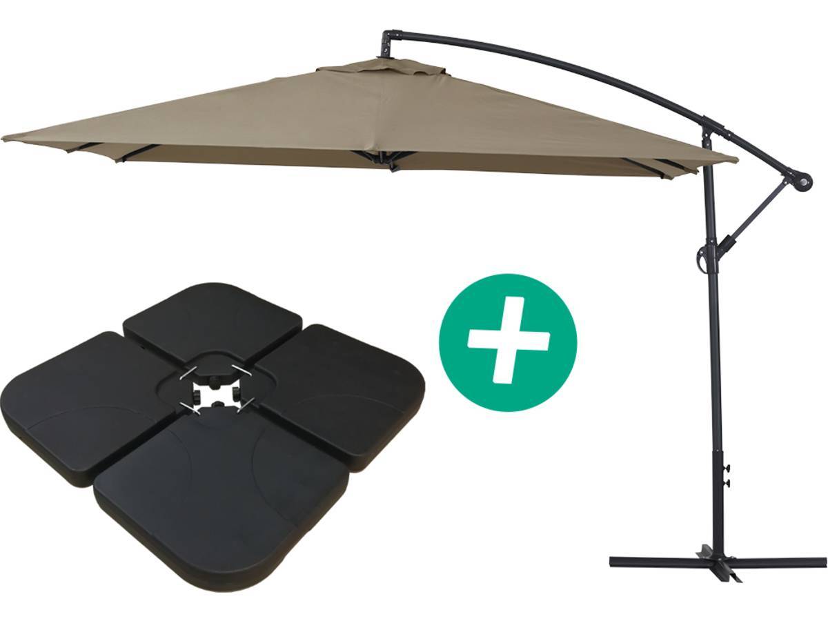 Habitat Et Jardin - Parasol Jardin Déporté Alu "ilios 3" - Carré - 3 X 3 M - Taupe - Dalles Incluses -habitat Et Jardin - Image 1