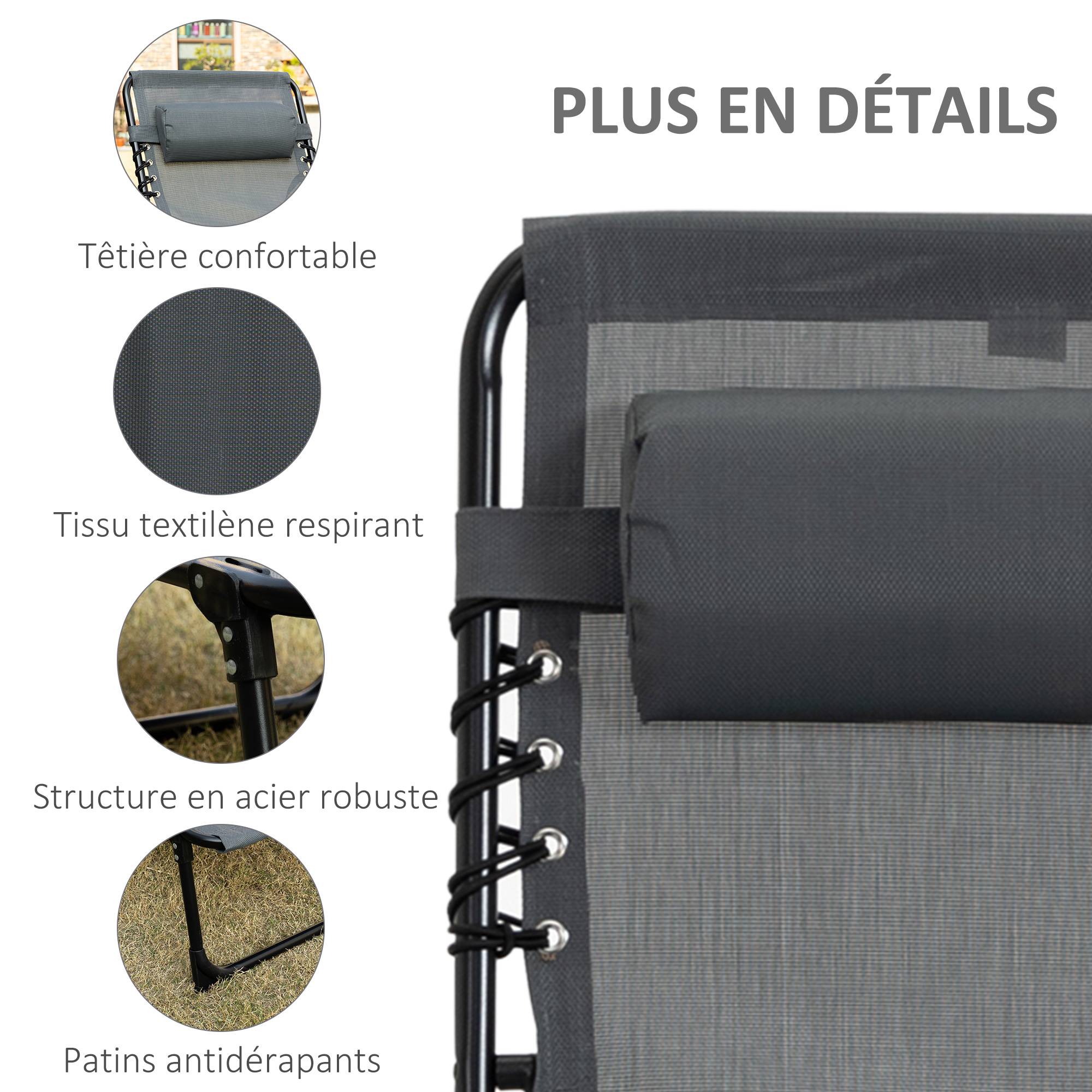 Outsunny - Transat pliable portable dossier réglable - Image 5