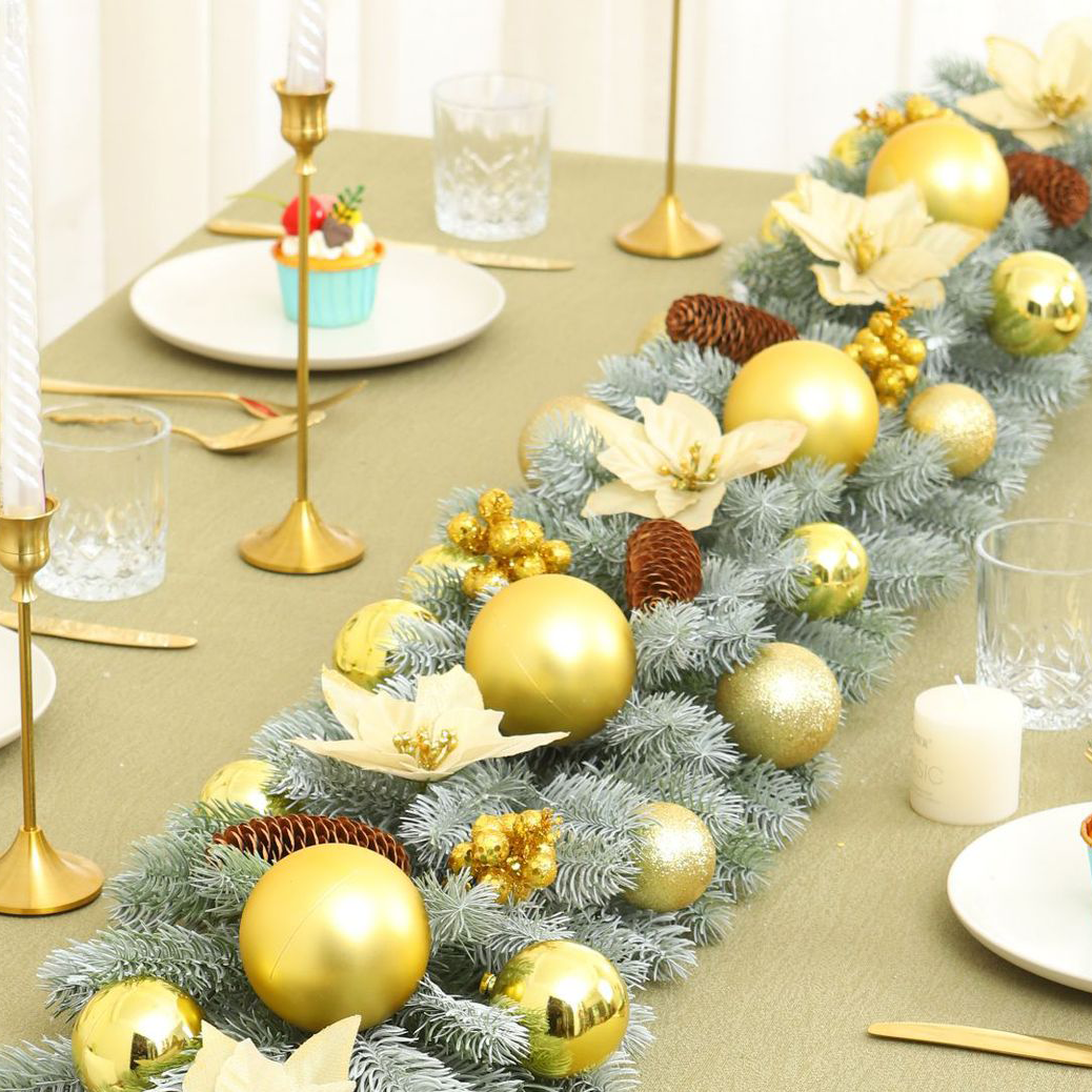 Guirlande de Noël 180 cm, décoration de Noël, vigne de fleurs artificielles de Noël avec accessoires, couronne de Noël, guirlande de Noël cryptée - Image 3